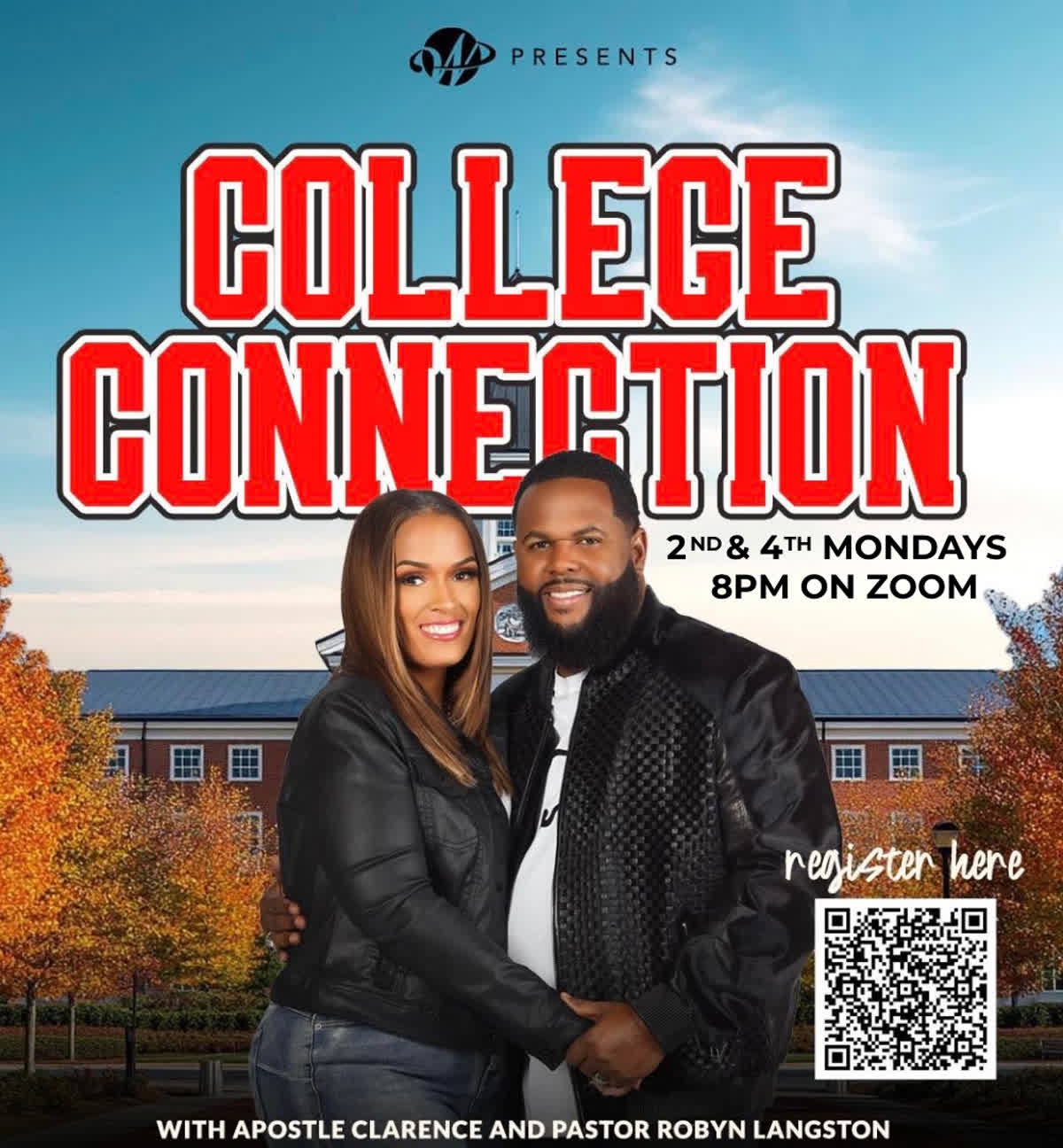 Word in Action presents "College Connection" 2nd & 4th Mondays at 6pm via Zoom with Apostle Clarence and Pastor Robyn Langston register here: https://docs.google.com/forms/d/e/1FAIpQLSfTvIcYqSbjwE1zelXW5c3RLSDJ-XIOb51irmLghHFCdqWp_w/viewform